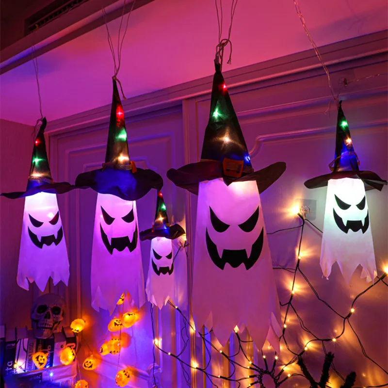 

Украшение на Хэллоуин для дома, светодиодные светящиеся игрушки, светящийся волшебник, призрак, шляпа, пугающий призрак, фестиваль, ужасы, п...