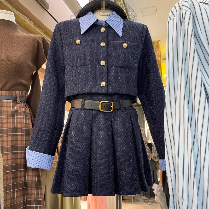 Женский костюм Insozkdg Осень-зима 2024 Новый однобортный короткий пиджак с длинными