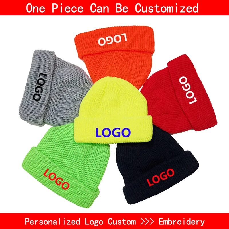 

Custom Logo Beanie DIY Personalized Embroidered Design Autumn Winter Warm Knitted Hats For Men Women Team Brand Customize Skull