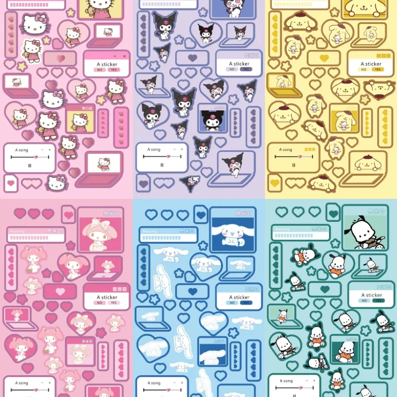 

2022 кавайная Sanrios Hellokittys Kuromis лазерная наклейка Милая мультяшная девочка мальчик праздничные подарки на день рождения декоративная фотограф...