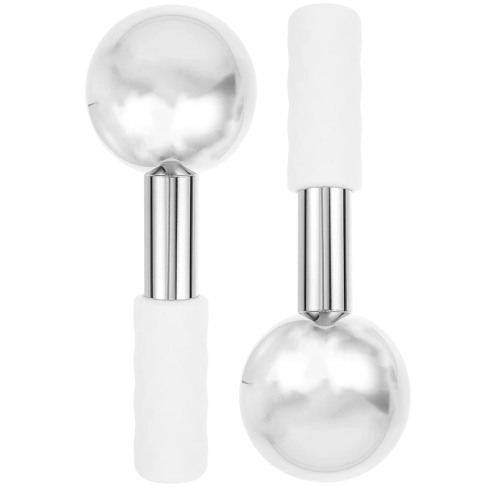 

2 Pcs Face Massager Roller Ball Ice Balls Cooling Globes Stainless Steel Sticks Facials