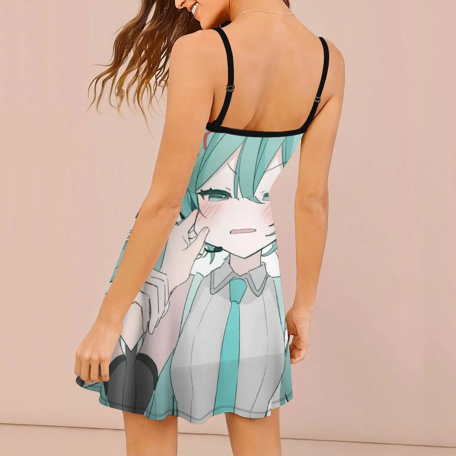 Фото Женское платье-сарафан Hatsune Miku Leek Girl Princess (246) с графическим принтом, винтажное, сексуальное, забавное, саркастическое, клубное, на бретельках №2
