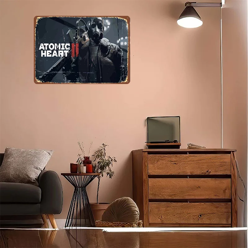 Фото Постер с иллюстрацией игры Atomic Heart II, ретро-дизайн, 3D-печать, металлические таблички, настенный декор, подарок для офиса, украшение для геймеров №4