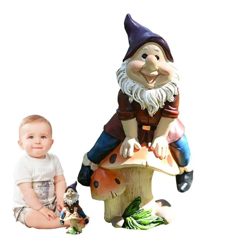 

Garden Gnomes Decor Statues Gnomes Garden Decorations Funny Statues Resin Gnome Sit On Mushroom Weatherproof For Yard Garden