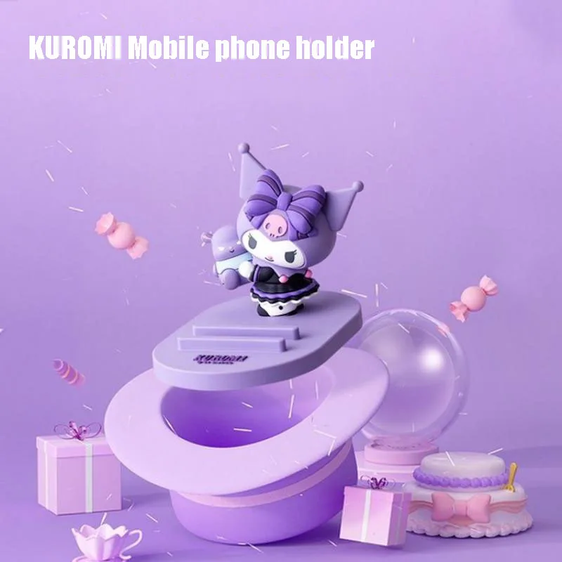 

Sanrio Mobile Phone Holder Kuromi Kawaii Birthday Series Desktop Silicone Mobile Phone Bracket Cartoon Decorations Delicate
