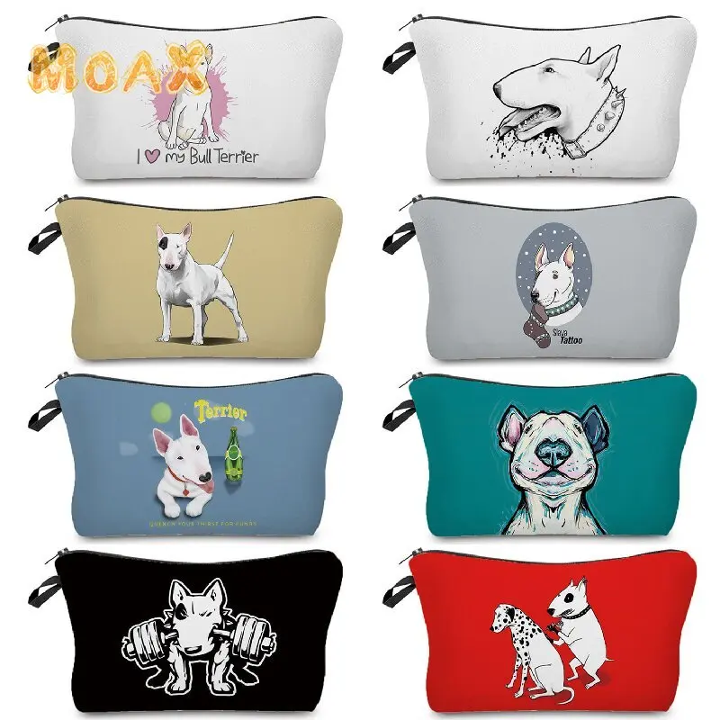 

Funny Bull Terrier Dog Cosmetic Bag Ladies Travel Storage Toiletry Bag Kids Pencil Case Small Purse Women Organiser Makeup Bags