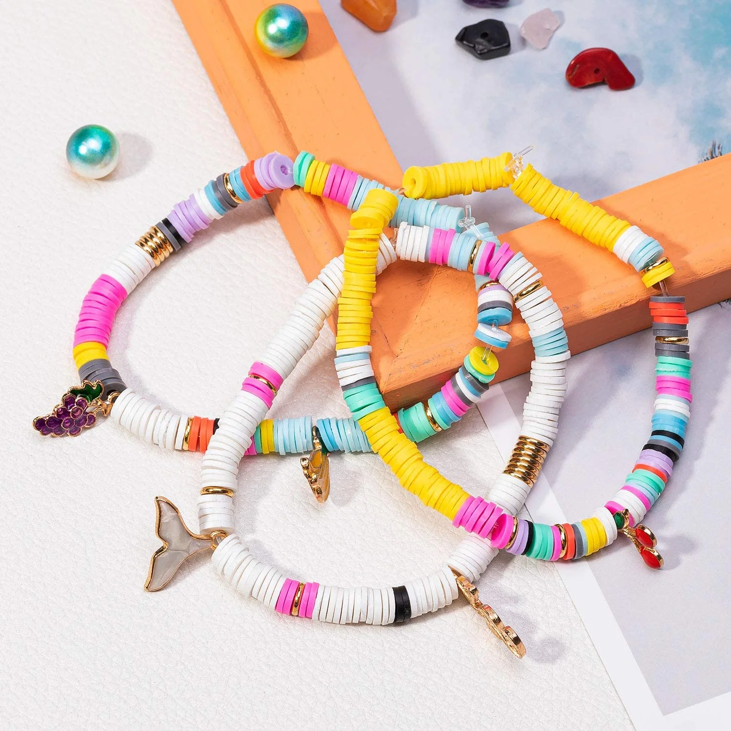 

6mm Polymer Clay Beads Suitable For DIY Women Bracelet Necklace Earring Flat Round Slice Beads For Jewelery Making Materials