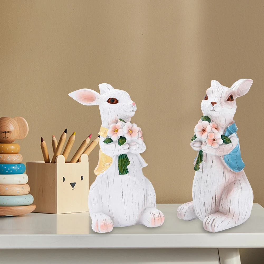 

Пасхальный кролик, милый кролик, статуэтка из смолы, ручная работа, Миниатюрные аксессуары, подарки, домашний декор для сада, двора, лужайки