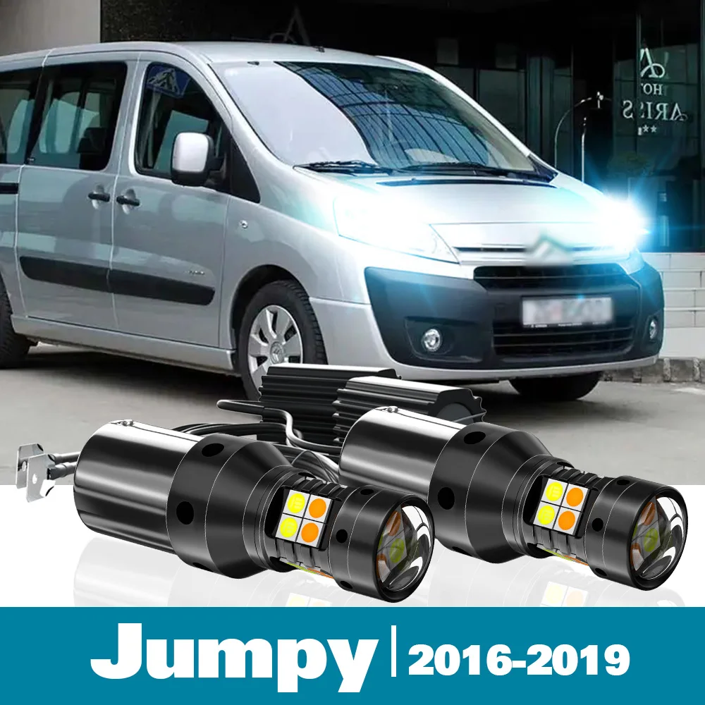 

2pcs LED Dual Mode Turn Signal+Daytime Running Light DRL Canbus For Citroen Jumpy Accessories 2016-2019 2017 2018