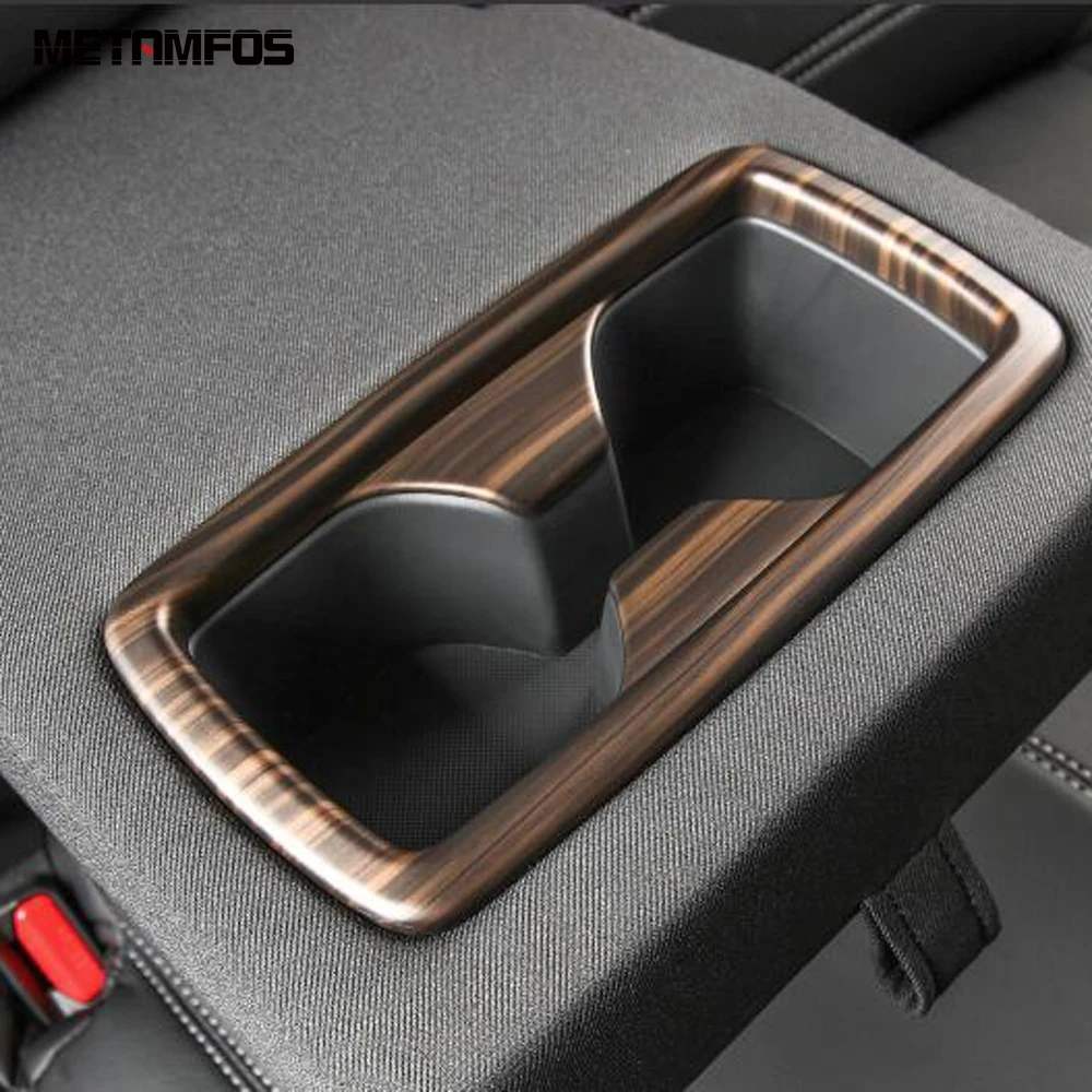 

For Toyota Rav4 Rav 4 2019-2021 2022 Carbon Fiber Rear Seat Cup Holder Water Bottle Decoration Frame Interior Car Accessories