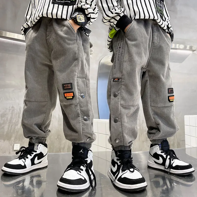 

Boys' Pants Spring and Autumn New Children's Casual Medium and Big Children Corduroy Long