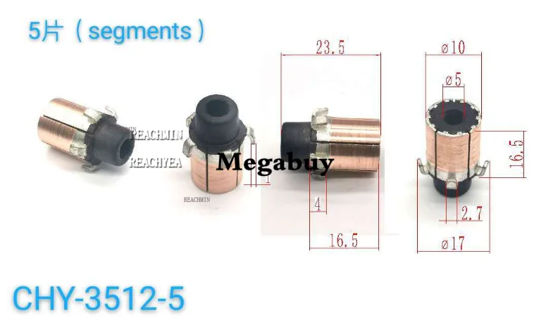 

5*10*23.5*16.5mm 5P Teeth Copper Hook Type Electrical Motor Commutator