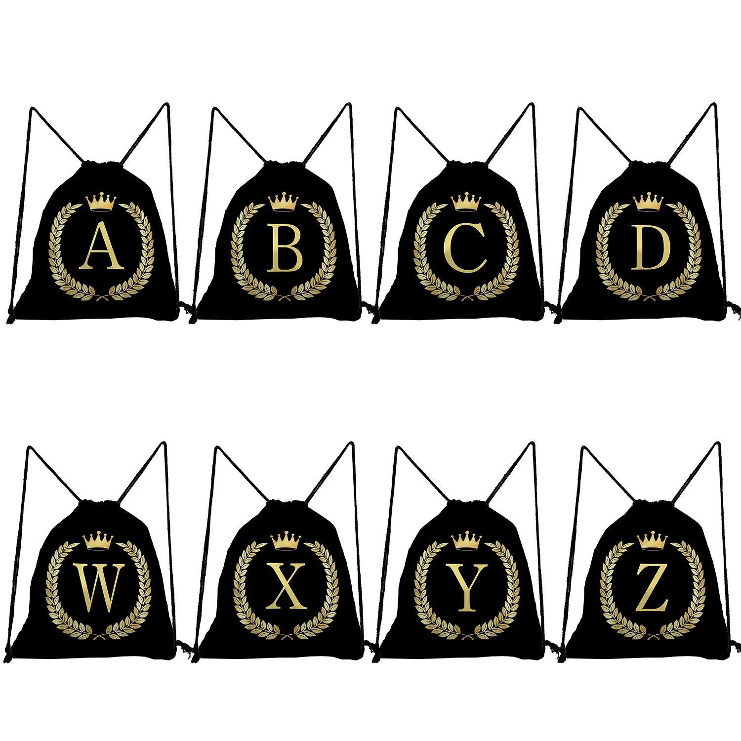 

Сумки для обуви с 26 инициалами пшеничные уши на шнурке с карманами индивидуальное имя роскошные черные женские рюкзаки с золотыми буквами и принтом