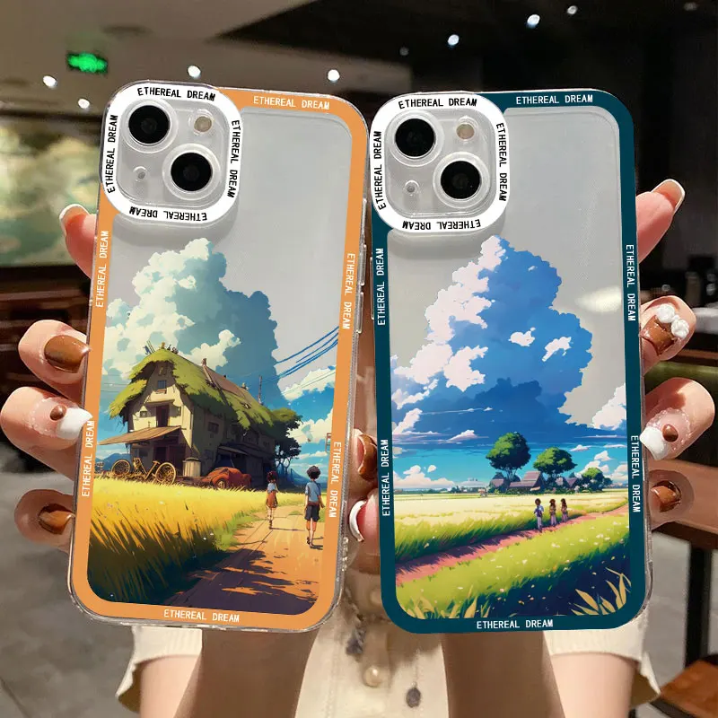 

Wheat Field Clear Phone Case For IPhone 7 8 Plus SE 2020 14 13 11 12 Pro Max X XS XR Field Scenery Transparent Back Cover Fundas