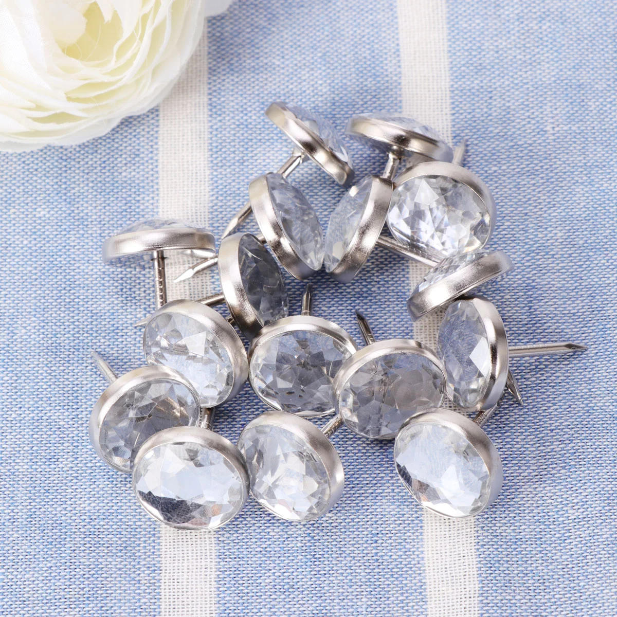 

Crystal Tacks Thumbtack Push Upholstery Nails Thumb Furniture Sofa Buttons Bottom Flat Map Buckle Stud Case Soft Pin Board Head