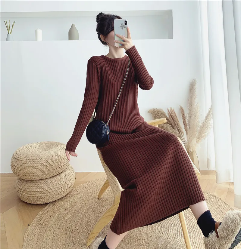 Платье-свитер с высоким воротником женское осенне-зимнее новое корейское