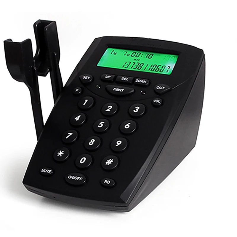 Telephone Dialpad with Headset Stand, Call Center Dial Key Pad Phone Black Corded Dialpad with Caller ID for Home & Business