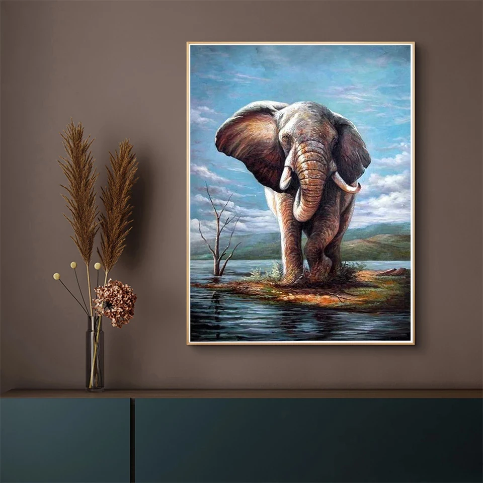 5D алмазная живопись животный узор сделай сам жираф Круглый Полный алмаз Лев слон