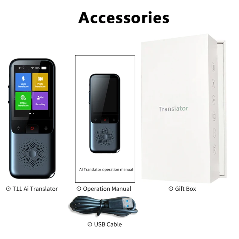T11 Voice Translator 137 Languages Multi Languages Instant Translate Mini Wireless Real Time Translator Bluetooth-compatible enlarge