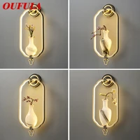 oufula chinese style wall lamp vintage brass indoor vase sconce light led creative design for home living room bedroom decor