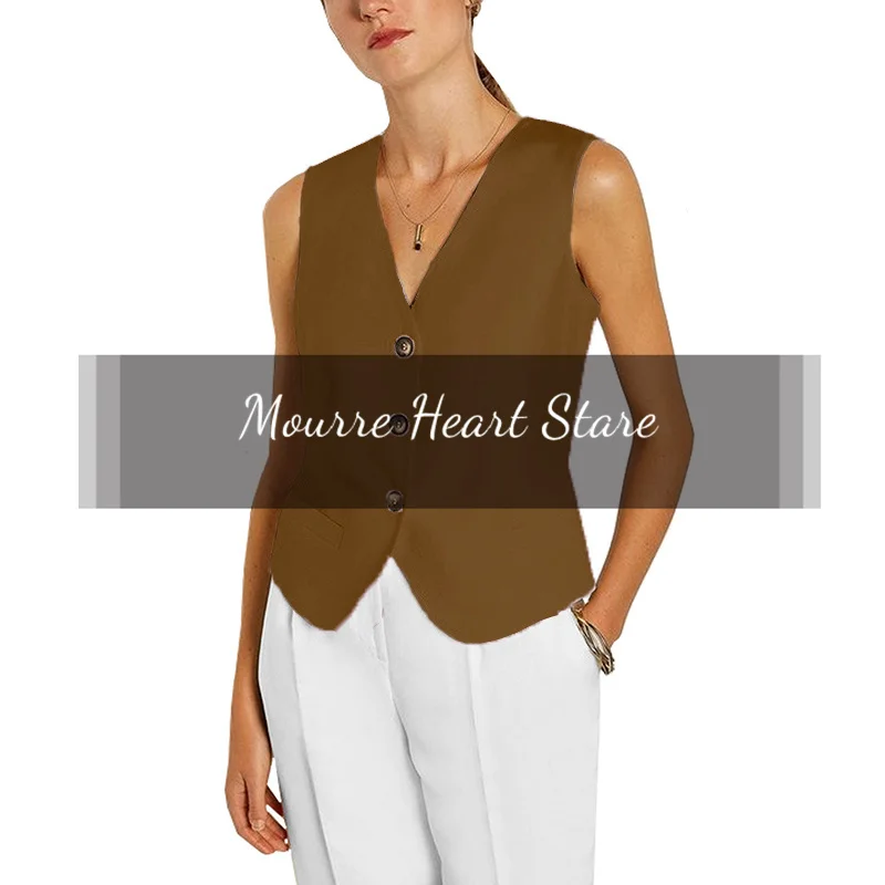 

2023 Ladies Suit Vest Slim Fit Single Breasted V Neck Sleeveless Jacket Formal Office Workwear Chalecos Wedding Waistcoat