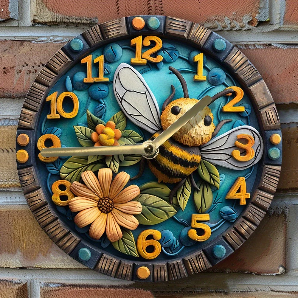 Часы настенные бесшумные с пчелами и сотами алюминиевые украшения сделай сам