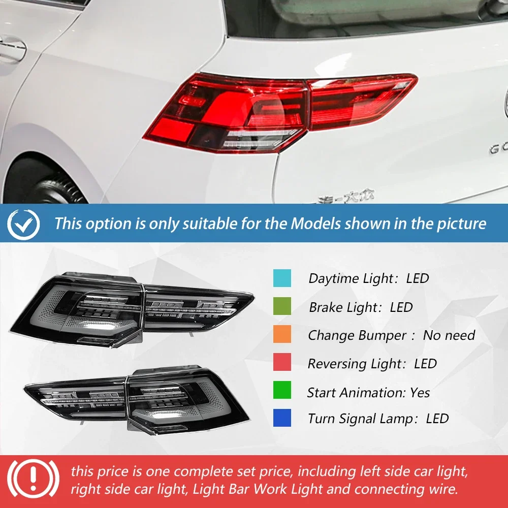 

Автомобильный задний фонарь Plug and Play в сборе для Volkswagen Golf 8 MK8 2021-2024, автоматический указатель поворота, тормозной задний противотуманный фонарь, аксессуар