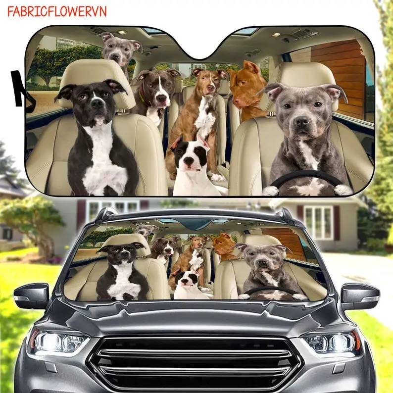 

Pit Bull Terrier Car Sunshade, Dog Car Decoration, Dog Windshield, Dog Lovers Gift, Dog Car Sunshade, Gift For Mom, Gift For Dad