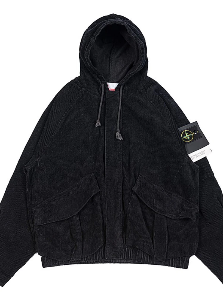 

Coat Short Autumn and Winter Corduroy Workwear Hoodie Men's and Women's Coat