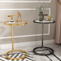 Round Small Coffee Table Simple Modern Living Room Sofa Side Table Home Furniture Light Luxury Wrought Iron Marble Coffee Table1