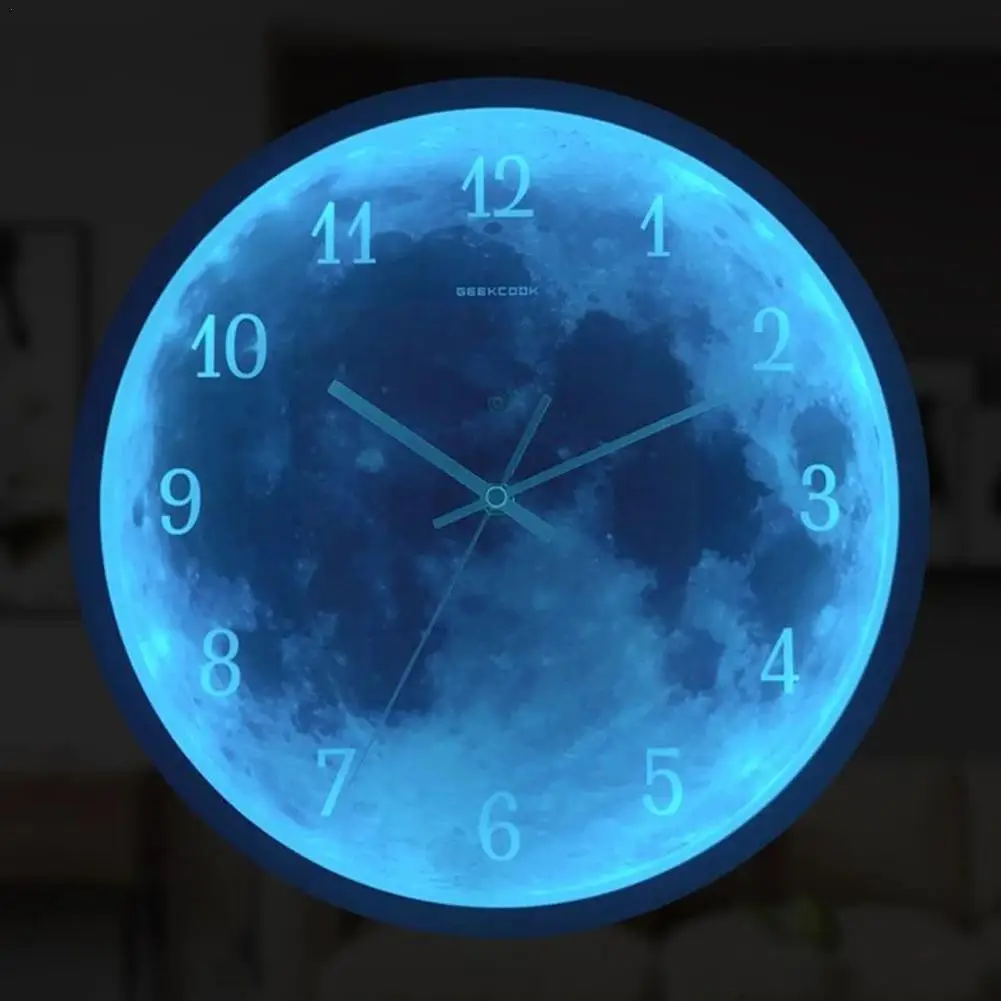 

1pc Hot Selling Watches And Clocks Star Drop Blue Moon Home Luminous Wall Simple Led Control Clock Clock Voice L1f8