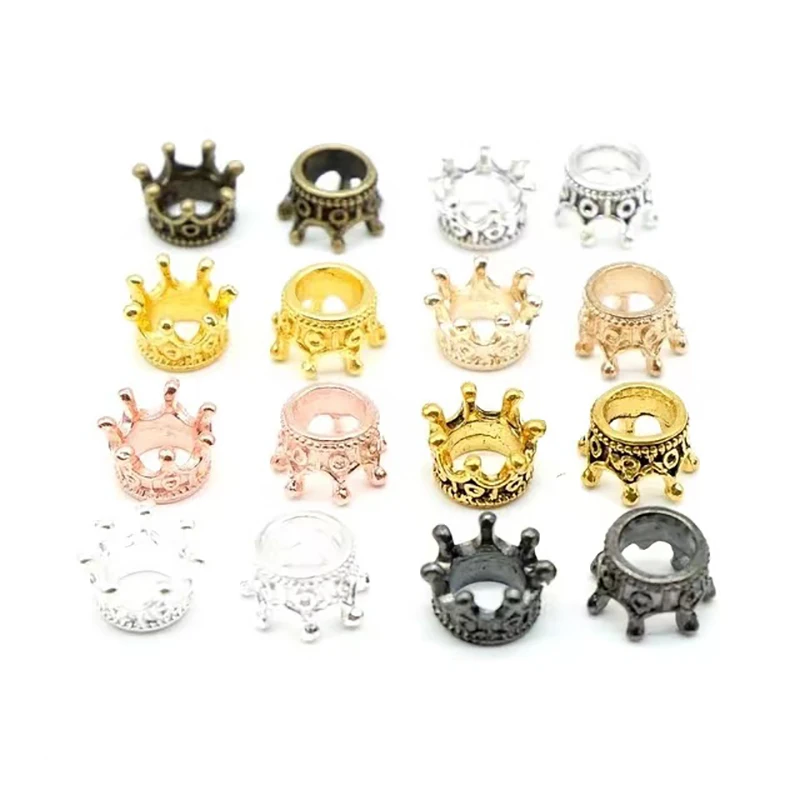 

20pcs/lot Metal Crown End Beads Gold Silver Plated Loose Spacer Beads for Jewelry Making DIY Bracelet Necklace Supplies 10mm