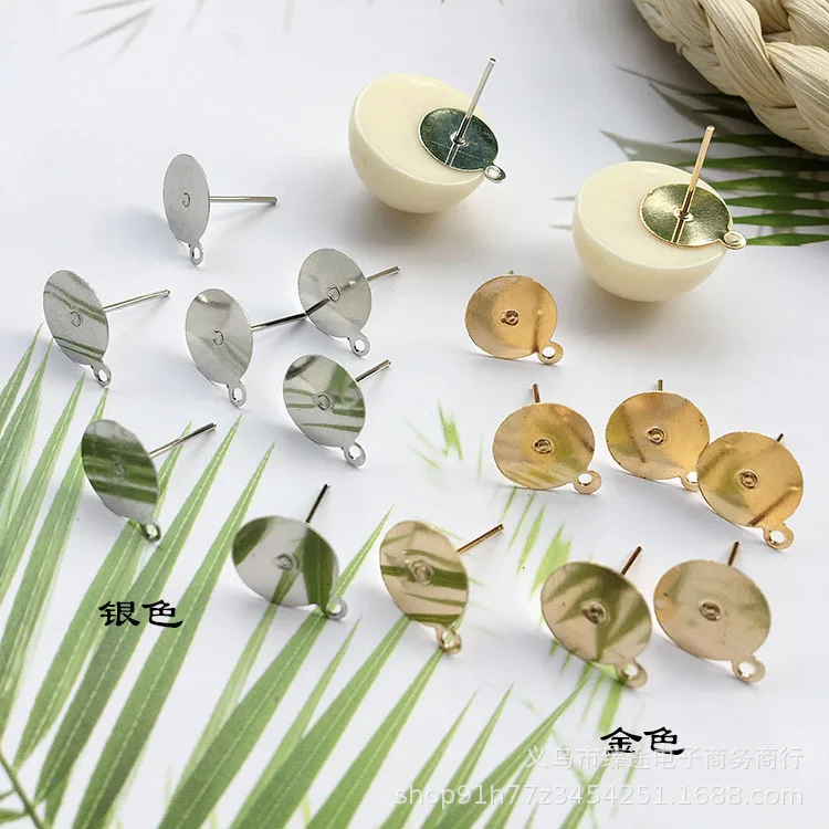 

10pcs pure copper stud Clip On Earrings Setting Base Earrings Blank Pad Fit Glass Cabochon for DIY Jewelry Making Supplies