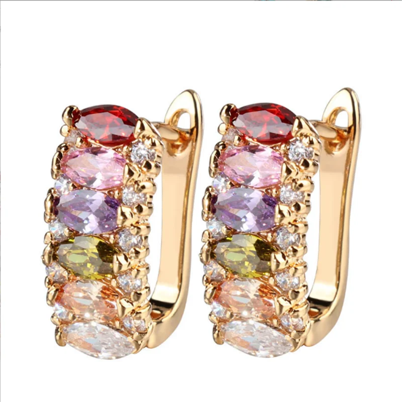 

Grier 2022 Fashion Luxury Ear Cuff 585 Rose Gold Earring Brilliant Flower Stud Earrings with Zircon Stone For Women Gifts Mother