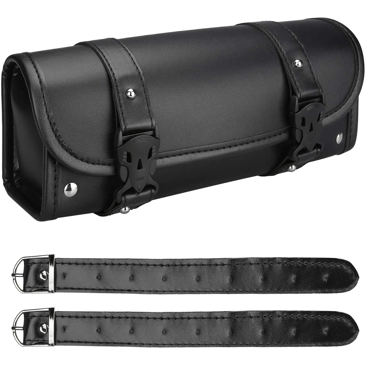 

Motorcycle Tool Bag PU Leather Waterproof Motorcycle Front Fork Saddle Bag Black Saddlebags For Motorcycle Saddle Bags Tools