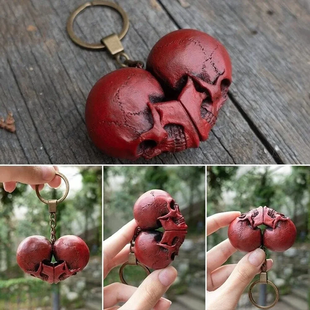 Skull Red Heart Pendant Keychain for Him Her Gifts Anniversary Birthday Wedding Valentine Day Commemorative Gift valentine s day gift roses heart candles printed wall tapestry