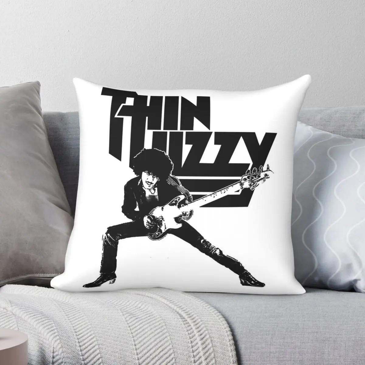 Фото Наволочка Thin Lizzy Phil Lynott из полиэстера, льна и бархата, креативный декор с застежкой-молнией, чехол для диванной подушки №1