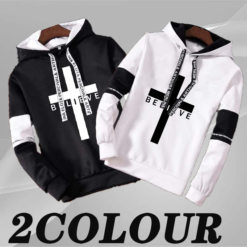 

Мужская толстовка с капюшоном, черная Повседневная Толстовка с длинным рукавом и надписью, с перекрестным принтом, весна 2022