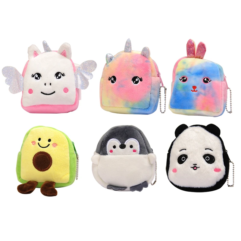 

New Cute Animal Wallet Plush Coin Purse Zipper Money Bag With Keychain Cartoon Fashion For Women Girl Gift