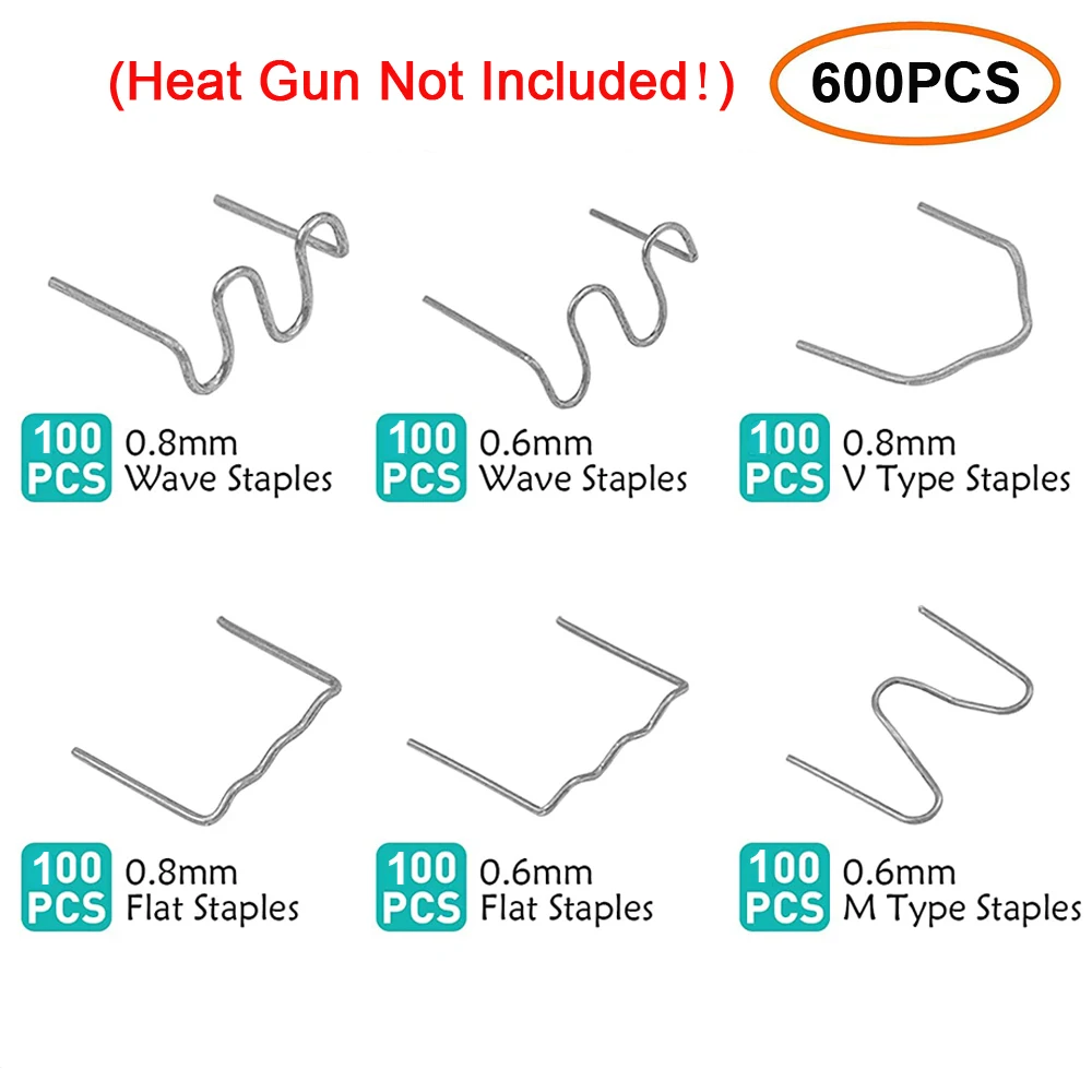 

600 шт., автомобильный ремонт пластика, сварочные гвозди, стандартные предварительно вырезанные волнистые скобы, бампер, кузов, ремонт, машина, сварочный горячий степлер