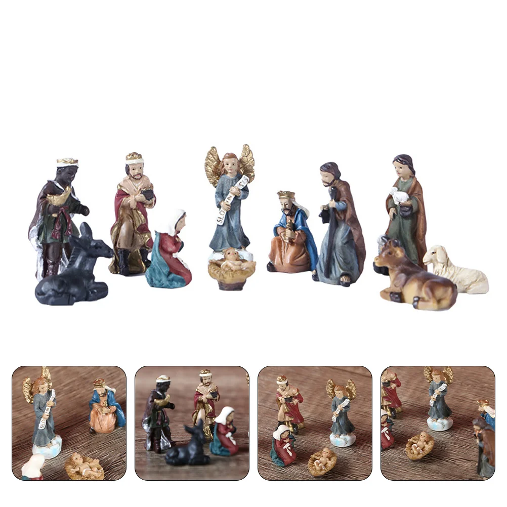 

Nativity Jesus Figurines Figurine Decoration Scene Statue Resin Statues Adornment Ornament Religious Set Home Christmas Church