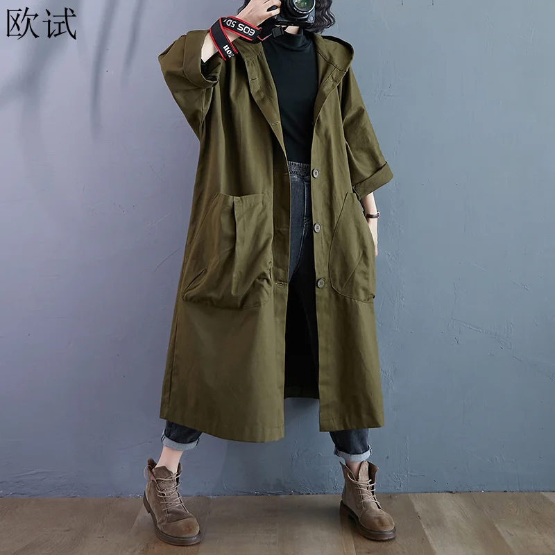 

Oversized Women Spring Autumn Long Kardigan Trench Coat Woman Cardigan Coat Casaco Longo Ladies New Arrival Femme Coats 2023