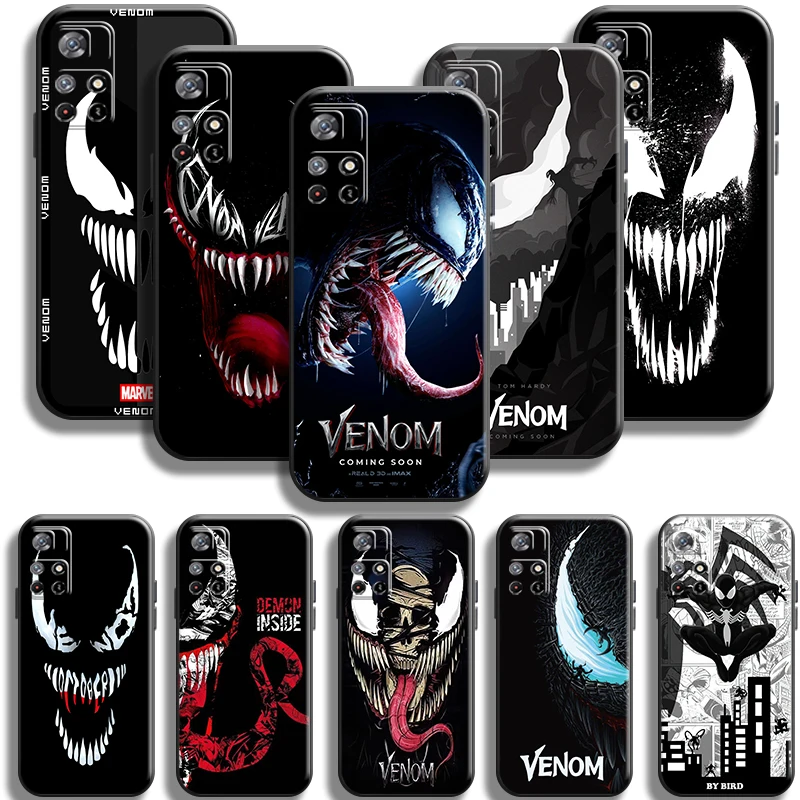 

Чехол для телефона с логотипом Marvel Venom для Xiaomi Redmi Note 11 5G 11T Pro, чехлы для задней панели, полная защита, черный Ударопрочный Мягкий чехол из ТПУ