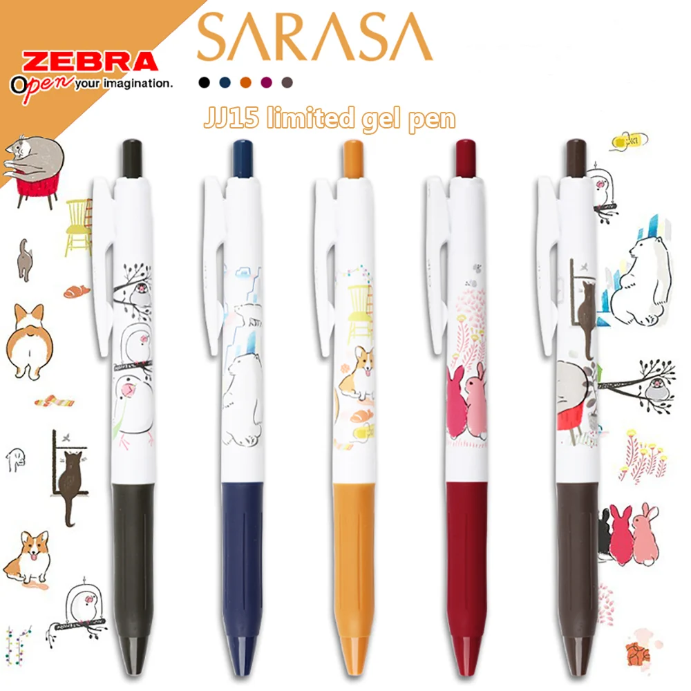 Japan ZEBRA SARASA New Retro Color JJ15 Limited Cute Small Animal Gel Pen 0.5mm Push-Type Multiple Styles To Choose From