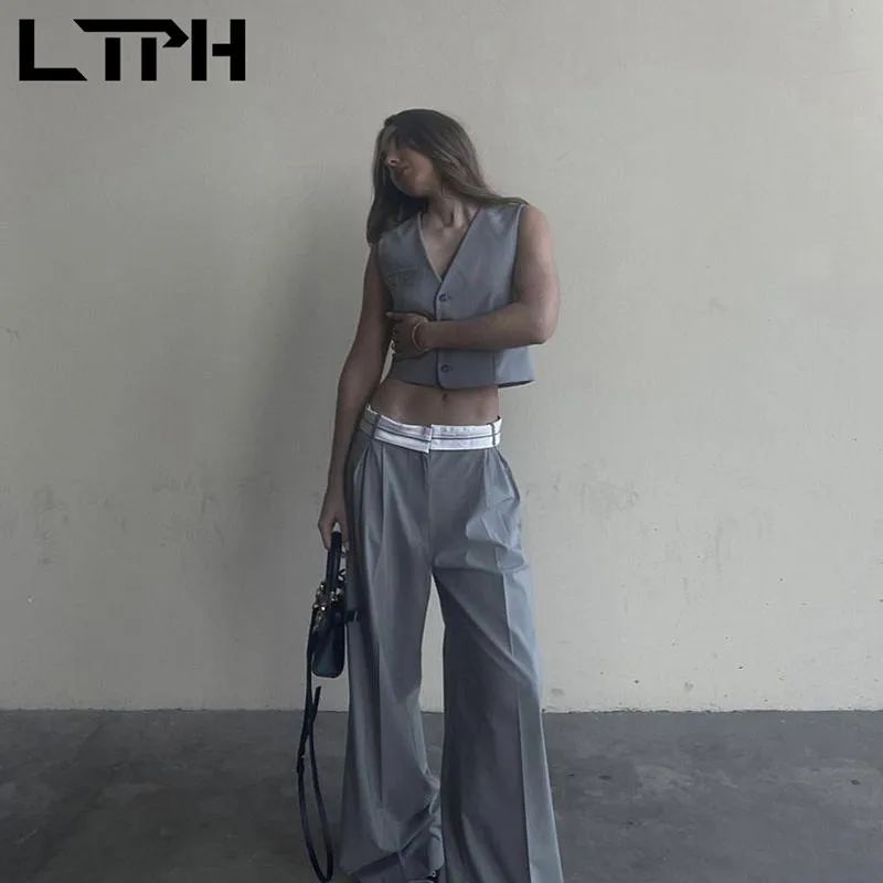 LTPH streetwear pant suits two piece set women V neck cardigan blazer vest jacket unisex style casual trousers 2023 spring new