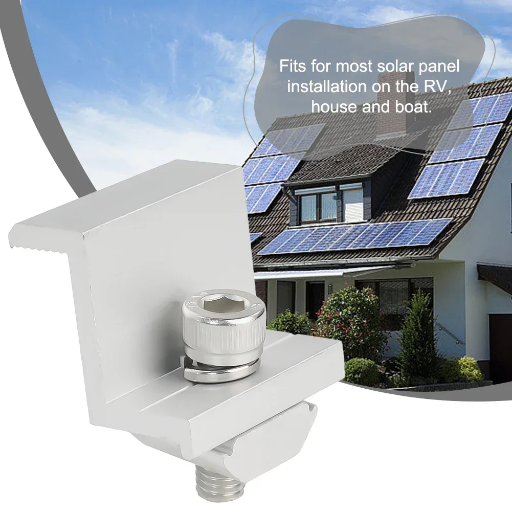 

1/4/12 шт. концевой зажим для солнечной батареи, алюминиевый регулируемый кронштейн для солнечной панели, зажим, широкая фотоэлектрическая поддержка для системы солнечных панелей 30-35 мм