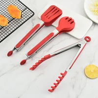9 inch heat resistant bbq silicone food tong stainless steel serving tong cafeteria tongs tableware tools kitchen accessories