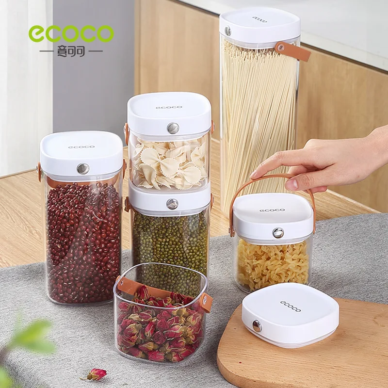 

ECOCO Sealed Jars Food Storage Container Plastic Kitchen Refrigerator Noodle Box Multigrain Storage Tank Transparent Keep Fresh