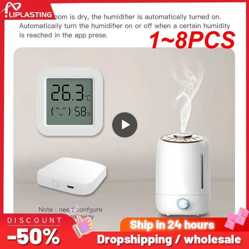 

1~8PCS Tuya Temperature Humidity Sensor Mini LCD Digital Display Compatible with APP Remote Control Thermometer