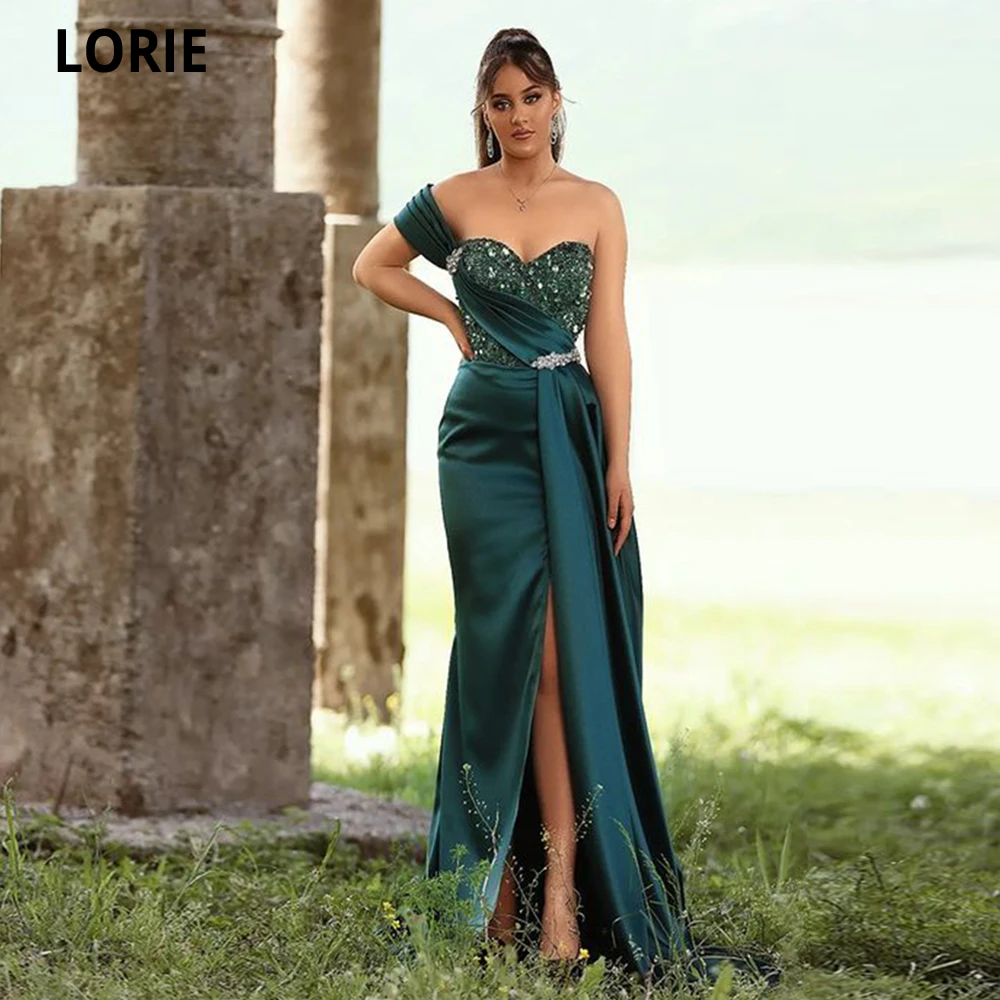 

LORIE Green Sweetheart Mermaid Evening Dresses 2022 Diamond Custom Made Side Split Vestidos De Gala Prom Gown Robes De Soirée